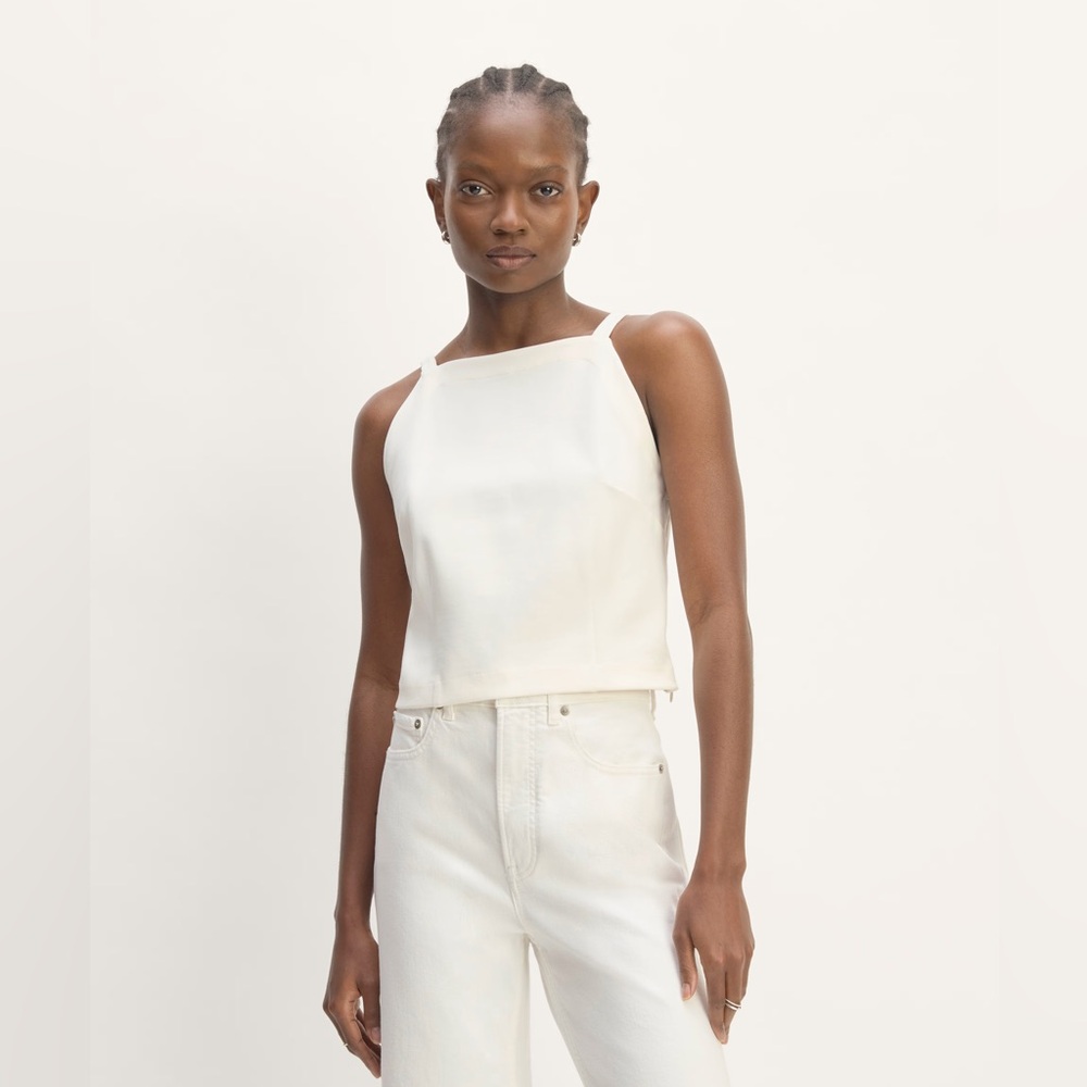 Everlane White Cropped Square-Neck Tank